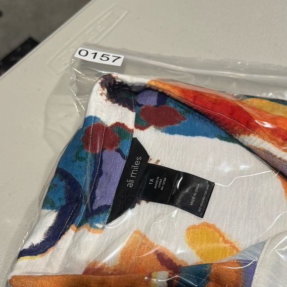 Ali Miles 1X Art To Wear Multi Colored Stand Up Collar Jacket Button Artisan - Picture 6 of 6